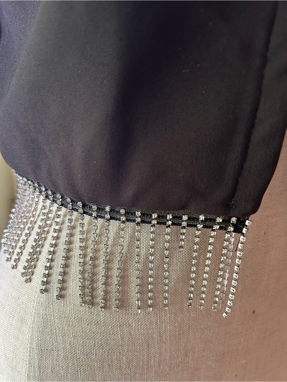 Zara black RHINESTONE FRINGE crop blazer/top sz. Small. *flaw, please read. - Picture 11 of 11